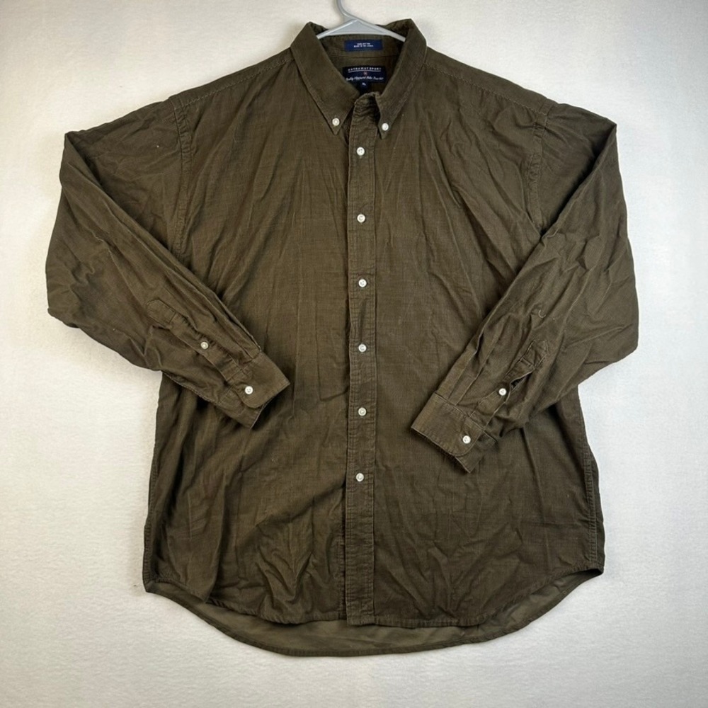 Hathaway Sport Button Down Mens XL Brown Corduroy Vintage Classic Outdoor Work